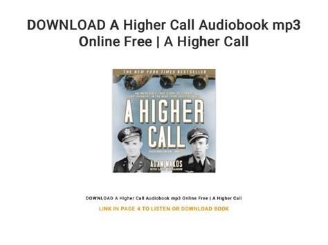 Download A Higher Call Audiobook Mp3 Online Free A Higher Call