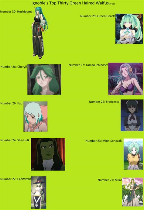 Top 30 Green Haired Waifus 30 21 By Ignoblefiend On Deviantart