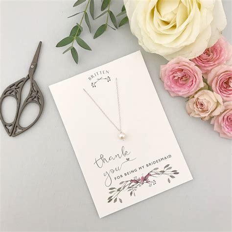 Thank You For Being My Bridesmaid Necklace By Britten Weddings