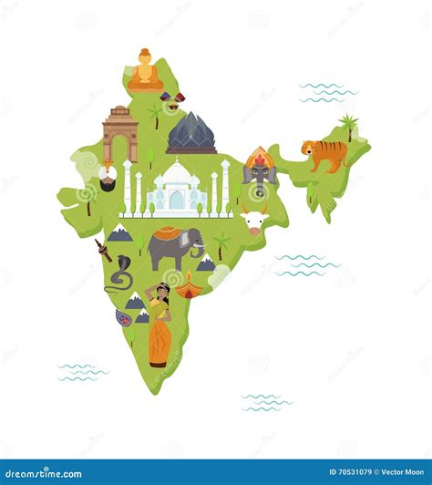 Flache Vektorillustration Traditionelle Nationale Formkarte Indiens Der