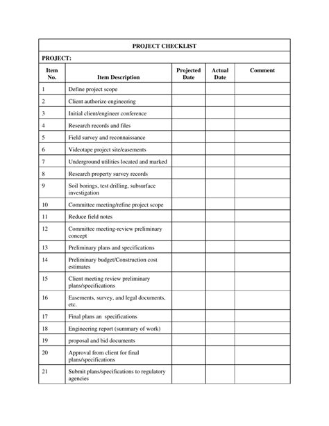 Project Checklist Template Download Printable Pdf Templateroller