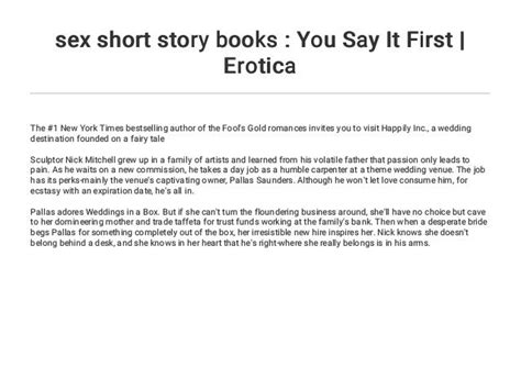 sex short story books you say it first erotica