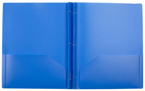 2 Pocket Plastic Folders With 3 Prong Fasteners Pack Of 3 Blue Us7