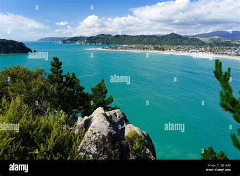 View Of Whangamata A Popular Beach Holiday Destination In The