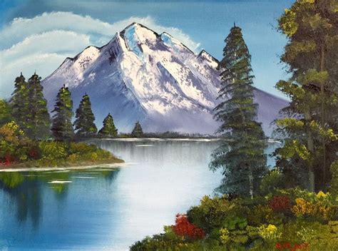 Mountain Lake Landscape Paintings Waterfall Paintings
