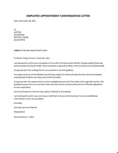Employment Appointment Letter