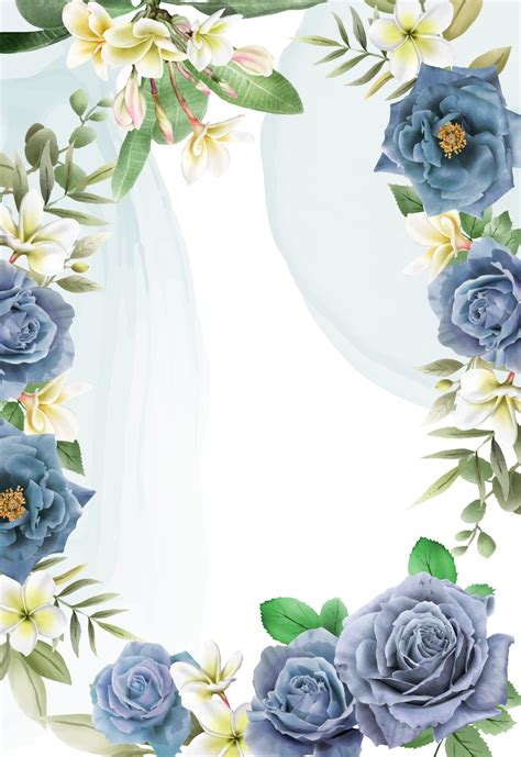 Elegant Royal Blue Roses Wedding Invitation Card 19080560 Png