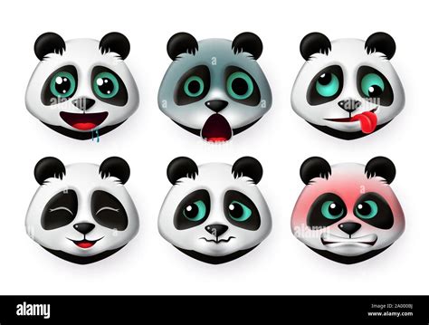 Panda Emoticon Oder Köpfe Tragen Vektor Einrichten Pandas Big Bear