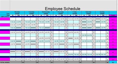 √ 30 Employees Schedule Template Free Effect Template