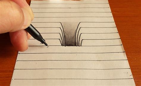 Very Easy How To Drawing 3d Hole Trick Art On Line Paper Drawings