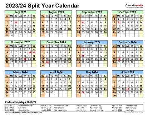 July 2023 To June 2024 Calendar Template