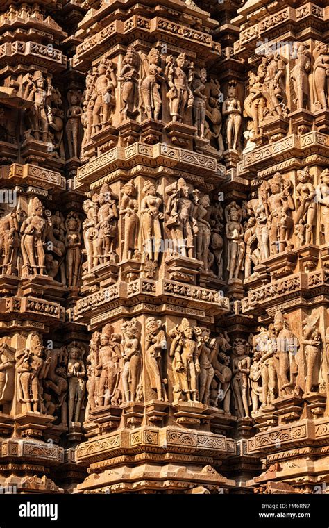 Famous Stone Carving Sculptures Of Khajuraho Stock Photo Alamy