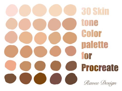 30 Skin Tone Palette Colors For Procreate App On Ipad In 2021 Skin