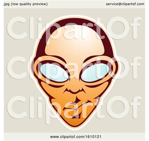 Clipart Of A Cartoon Styled Orange Alien Face Icon On A