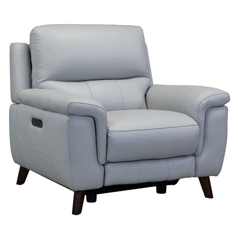 Anna Contemporary Top Grain Leather Dove Grey Power Recliner Chair With