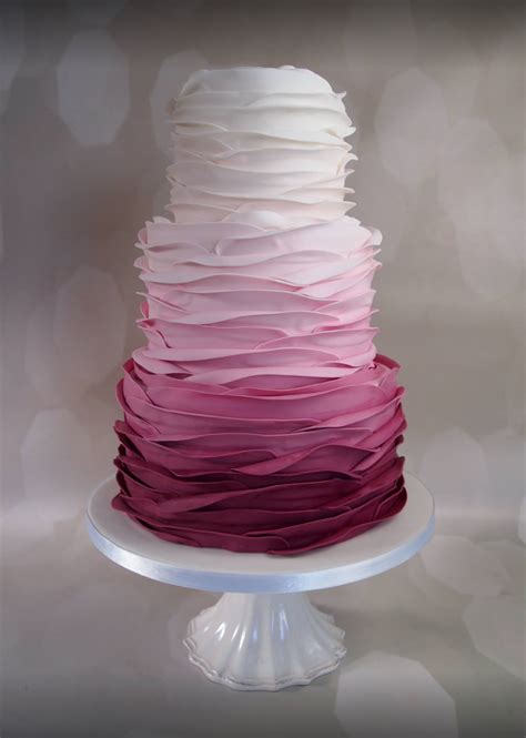 Pink Ombre Ruffle Wedding Cake Beautiful Wedding Cakes Wedding Cakes