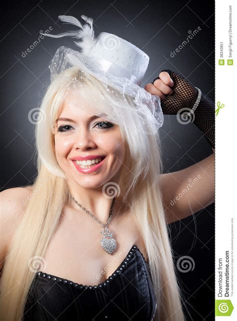 The Retro Photo Of A Cute Girl In A Vintage Hat Stock Image Image Of