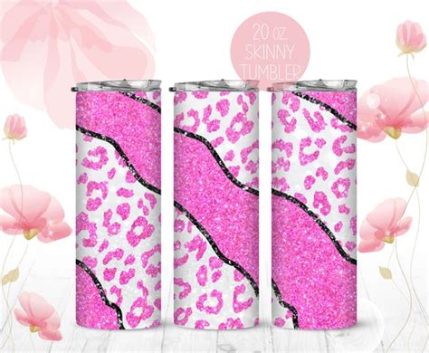 Leopard Print Pink Glitter Spiral Sublimation Design Wraps For Etsy