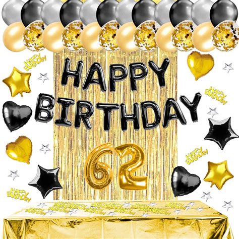 Gold And Black 62nd Birthday Decoration For Her 40 Number Etsy