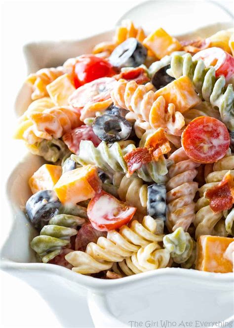 Would you like any meat in the recipe? Bacon Ranch Pasta Salad - The Girl Who Ate Everything