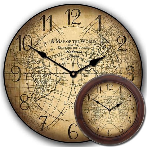 Robinson Crusoe World Map Clock Robinson Cruso World Map Clock Mix