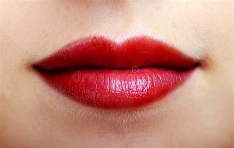 Labios Rojos Hermosos De Una Mujer Foto De Archivo Imagen De Sensual Humano