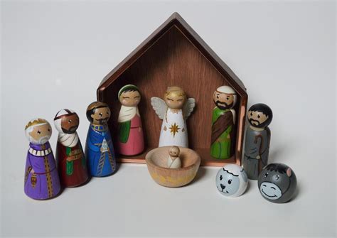 Nativity Peg Doll Set Nativity Set Jesus Toy Kids Nativity Etsy