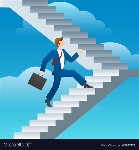 Success Business Man Stairs Run Royalty Free Vector Image