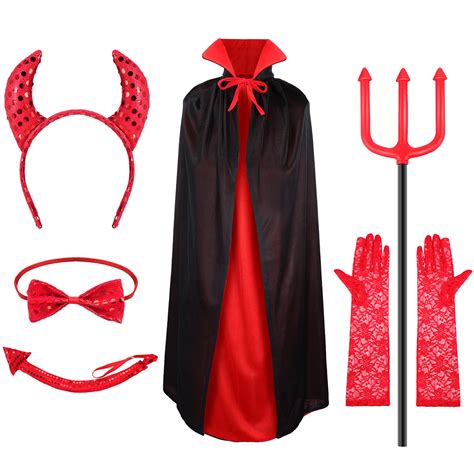 Buy 6 Pieces Sequin Devil Costume Kit Halloween Devil Horn Headband