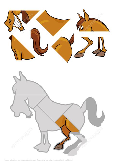 Jigsaw Puzzle With Cartoon Horse Free Printable Puzzle Games