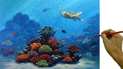 Coral Reef Painting Tutorial Panel Unframed Underwater Sea Fish