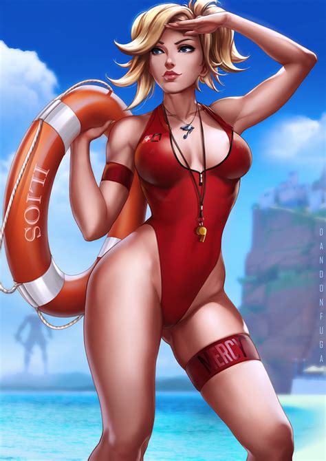 Mercy From Overwatch In Lifeguard Swimsuit