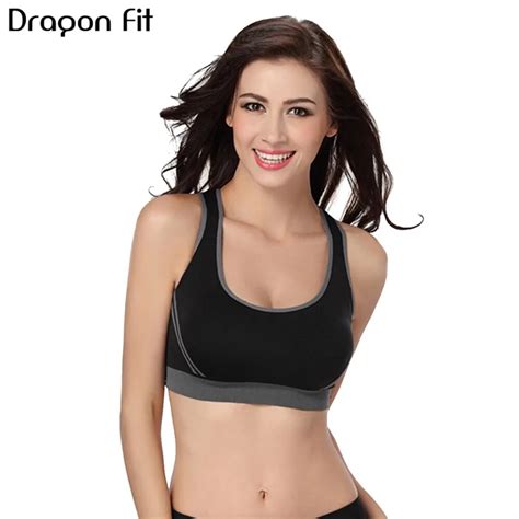 Dragon Fit Strap Back Women Sports Bra Gym Fitness Vest Padded Shakeproof Push Up Running Bras