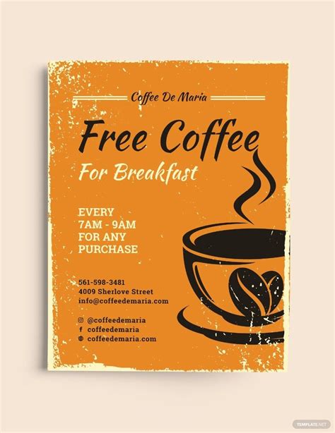Retro Coffeeshop Flyer Template In Pages Publisher Indesign