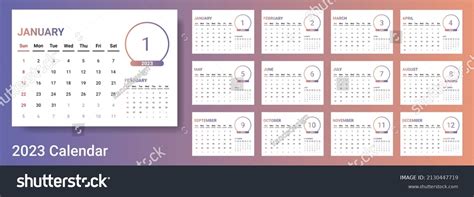 Vector 2023 Calendar Monthly 2023 Calendar Stock Vector Royalty Free