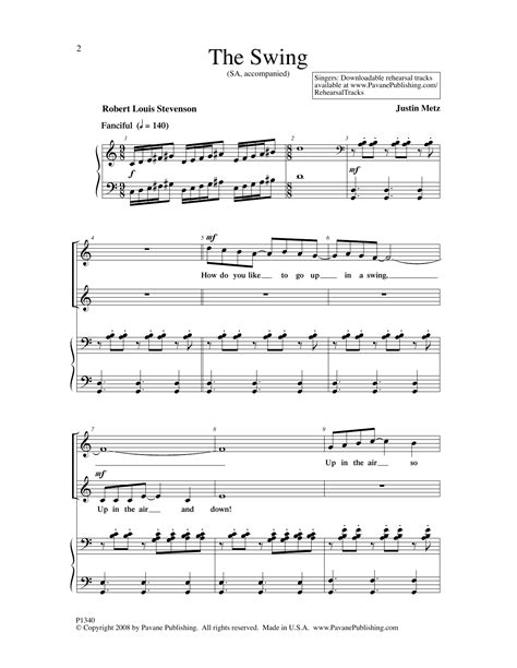 justin metz the swing sheet music pdf notes chords concert score 2 part choir download