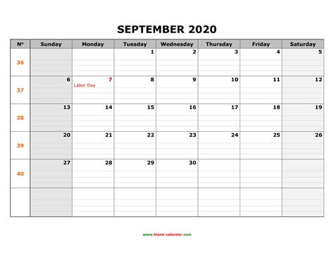Best Templates September 2020 Printable Calendar