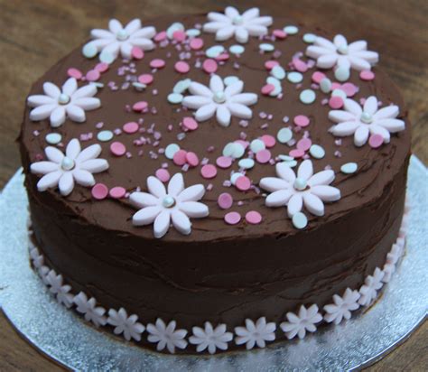 Chocolate And Pink Flower Birthday Cake Lovinghomemade