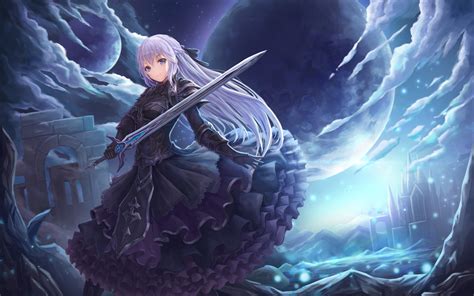 Download 2560x1600 Anime Girl Gothic Black Dress Sword