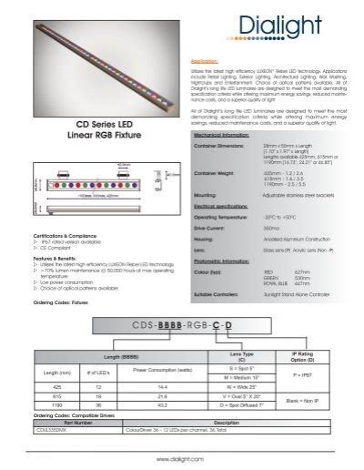 Cd Series Rgb Led Fixture Datasheet Dialight