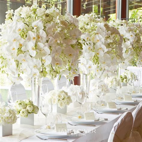 White Orchid Table Centerpieces Wedding Planner Luxuryeventsphuket