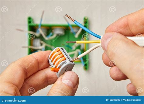 Wire Splice Inside Junction Box Stock Photo Image Of Installing