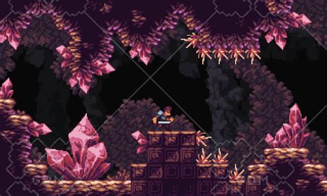 Fantasy Caves Pixel Art Tileset Gamedev Market