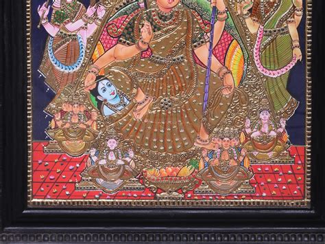 Goddess Rajarajeshwari Tanjore Painting Traditional Colors With 24k