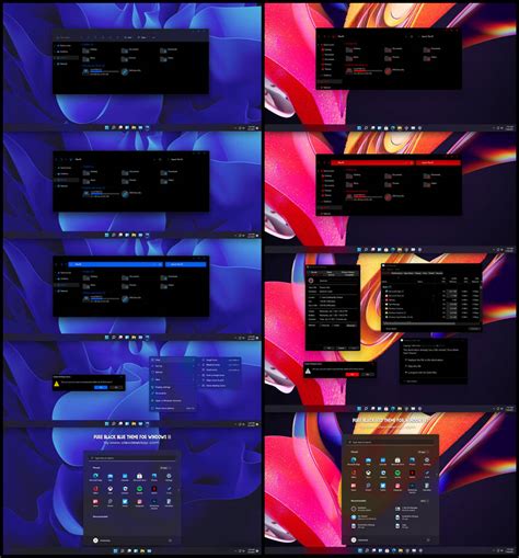 Pure Black Blue And Red Theme Windows 11 By Cleodesktop On Deviantart