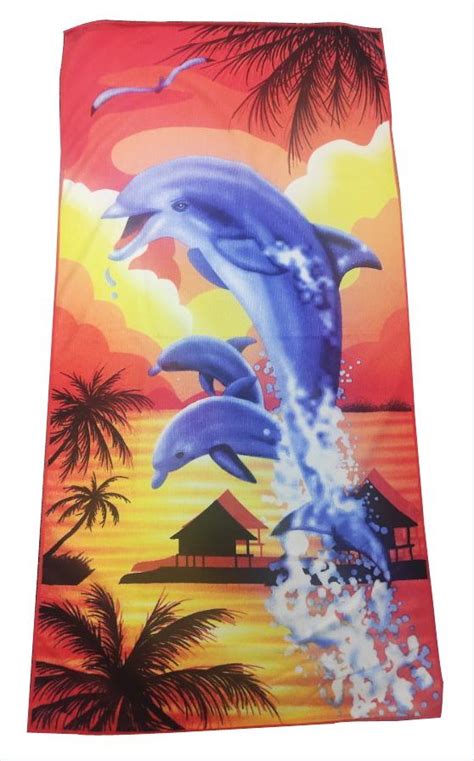 Polyester Dolphin Cartoon Character Custom Promotional Beach Towel