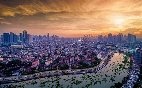 Download Wallpapers Manila 4k Sunset Skyline Cityscapes Capital Of
