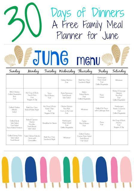 June Meal Plan For Families And Free Printable The Chirping Moms