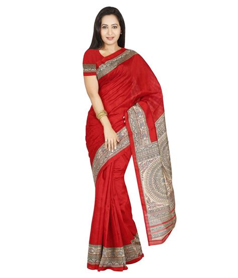 Rani Saahiba Red Bhagalpuri Silk Saree Buy Rani Saahiba Red