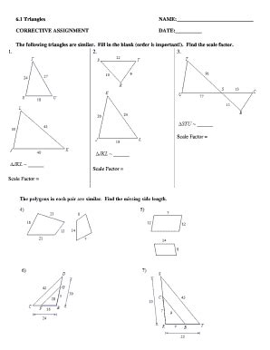 Parallel lines & proportional parts date: 6 1 Triangles Corrective Assignment - Fill Online ...